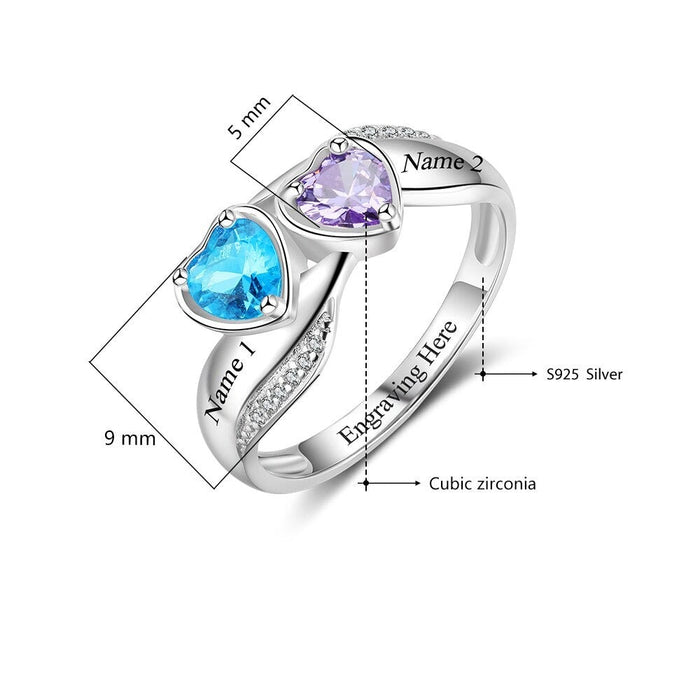Birthstone Personalized Engrave Name Promise Ring