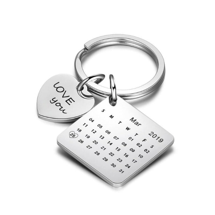 Personalized Round & Cordate Date Keychains