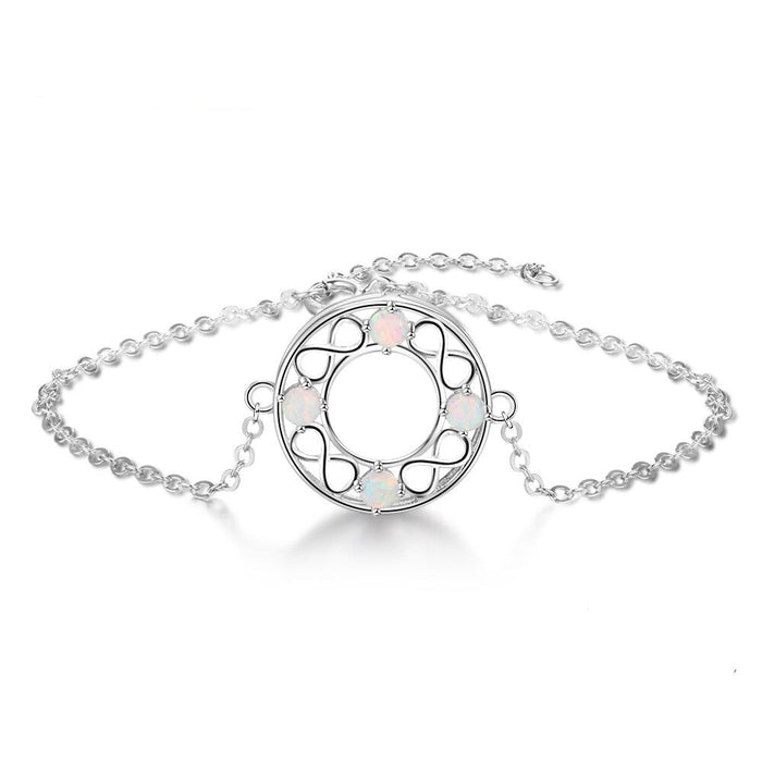Infinity Hollow Round Milky Opal Stone Bracelets