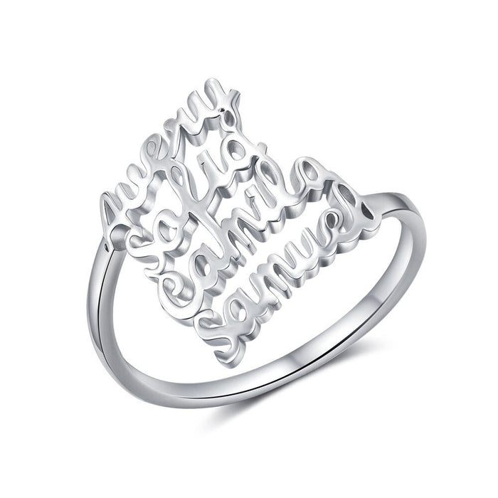 Personalized Family Nameplate Size Ring For Women