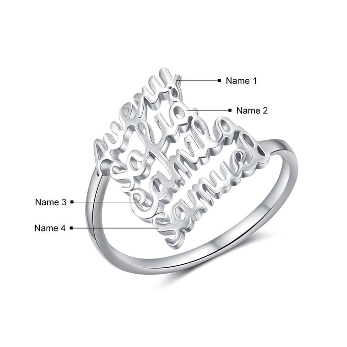 Personalized Family Nameplate Size Ring For Women