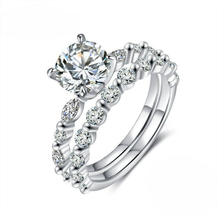 Cubic Zirconia Sterling Silver Moissanite Ring