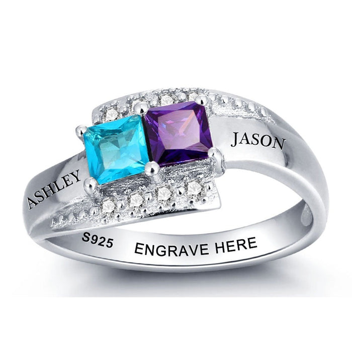 Sterling Silver Personalized Couples Promise Rings