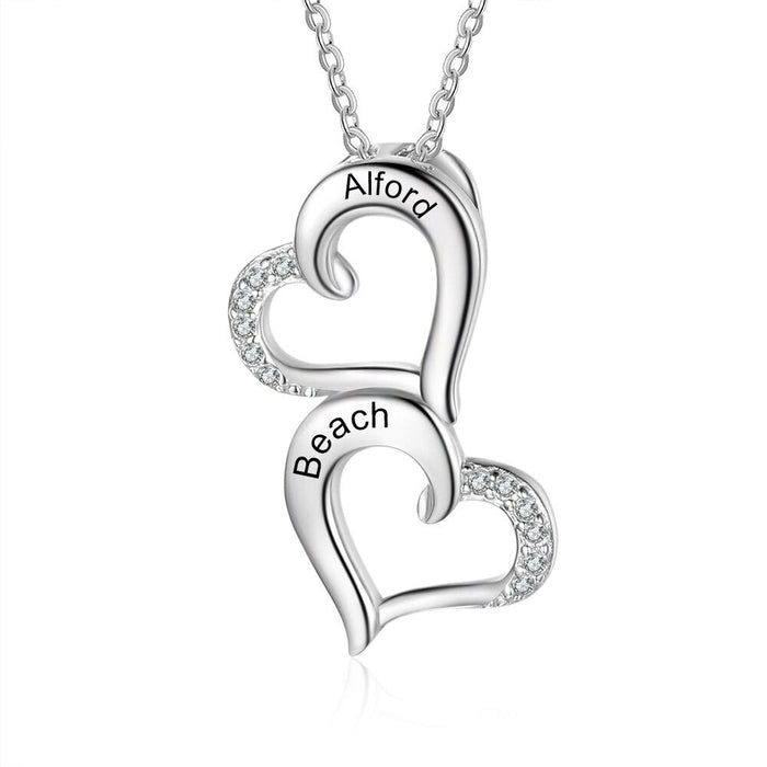 Personalized 2 Names Engraved Pendant