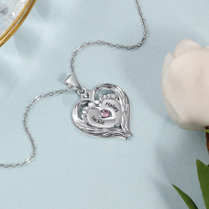 Sterling Silver Personalized Baby Feet Necklace