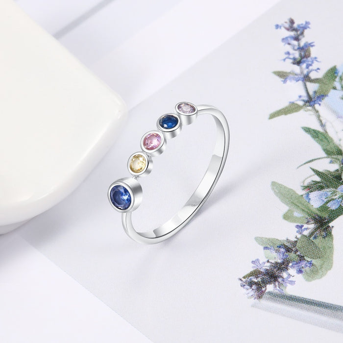 Sterling Silver Ring With 5 Birthstone