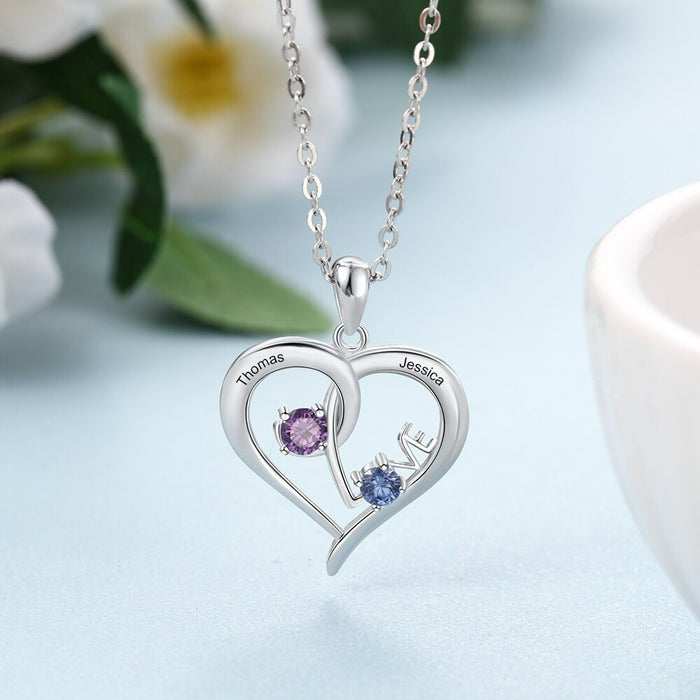 Personalized Heart-Shaped Necklace with Birthstone