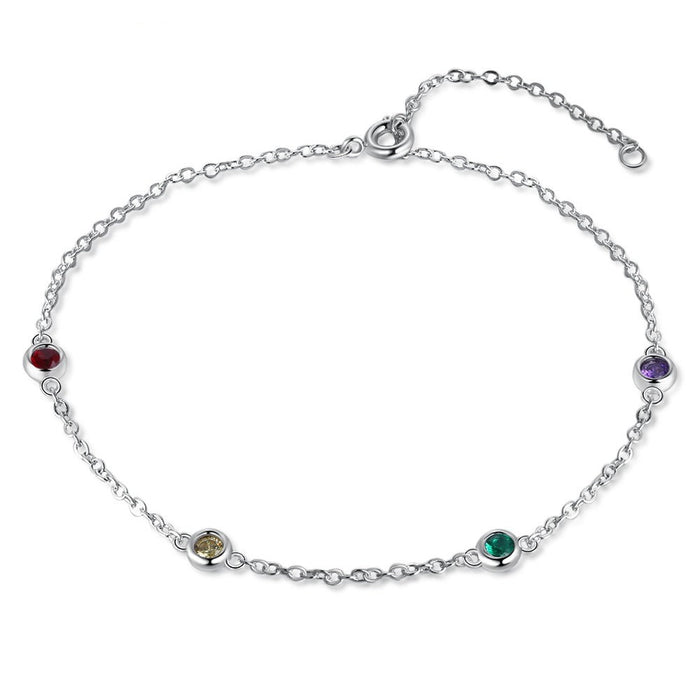 Customized 4 Birthstones Chain Bracelet For Women
