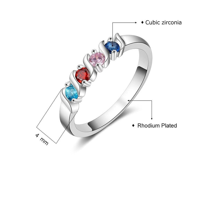 Customized 4 Birthstone Finger Ring