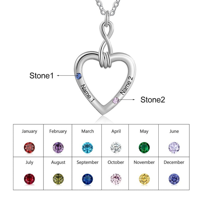 Customized Couple Name Necklace with 2 Birthstones