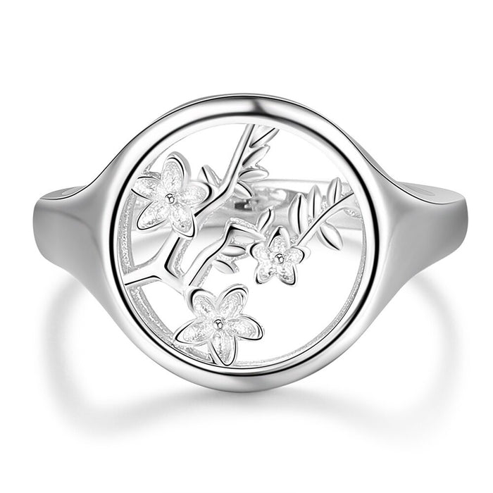 Customized Engraving Branches Leaves Blossom Ring For Women