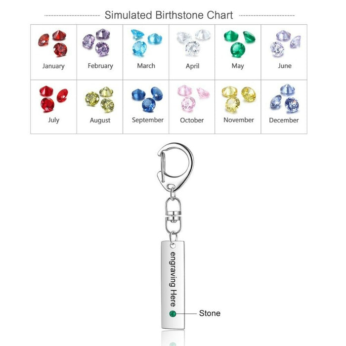 Personalized Engraving Keychain With Birthstone