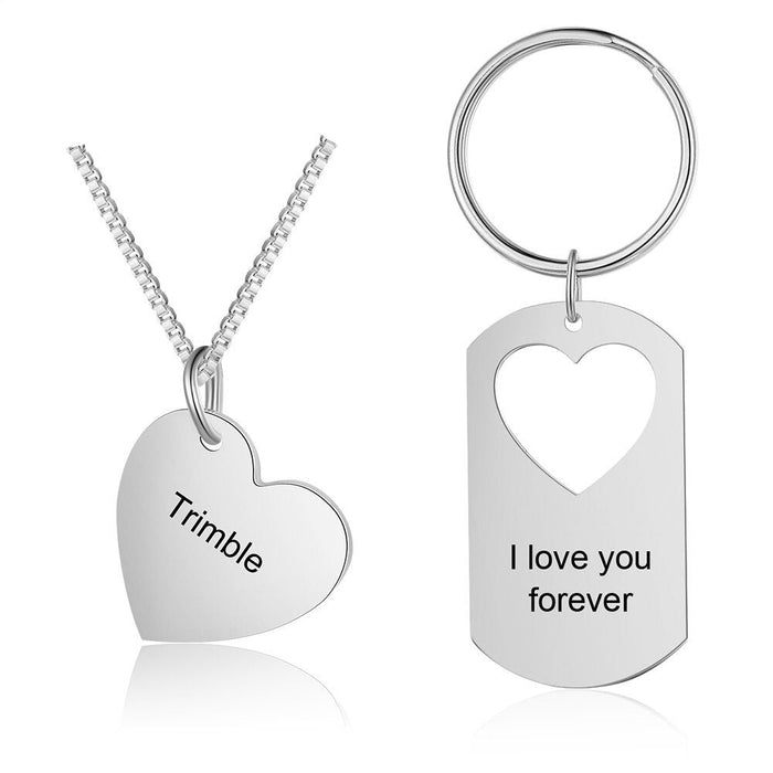 Customized Engraved 1 Name Keychain Necklace