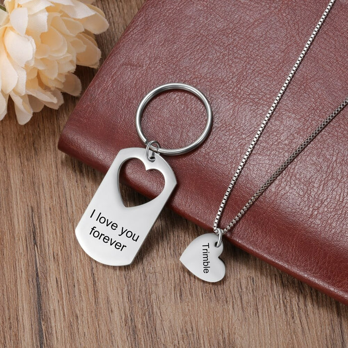 Customized Engraved 1 Name Keychain Necklace