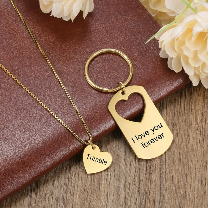 Customized Engraved 1 Name Keychain Necklace