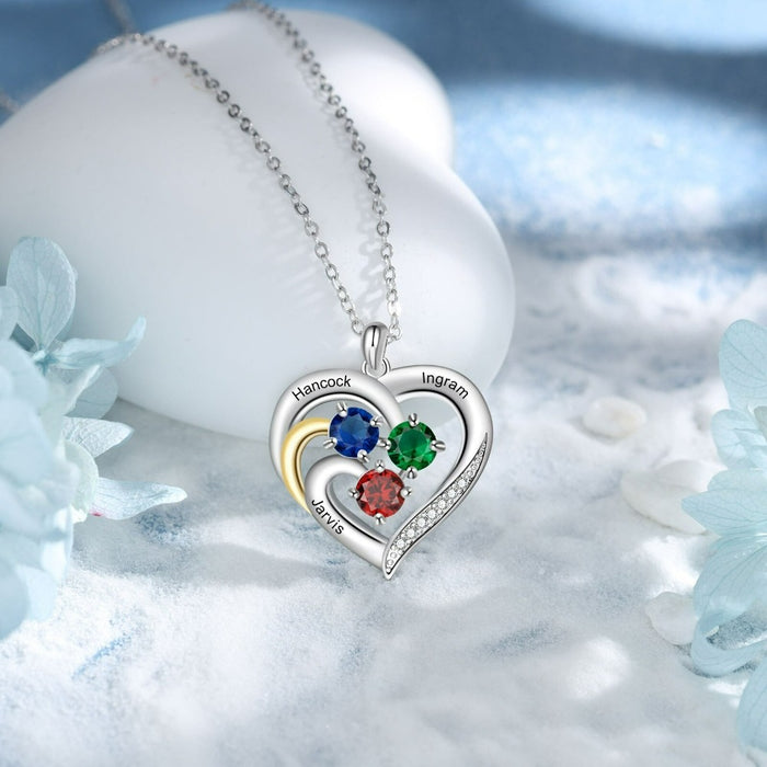 Customized Heart Pendant with Round Birthstone
