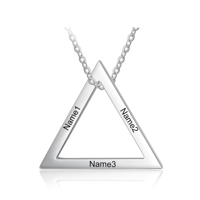 Customized 3 Names Triangle Pendant