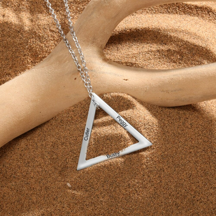 Customized 3 Names Triangle Pendant