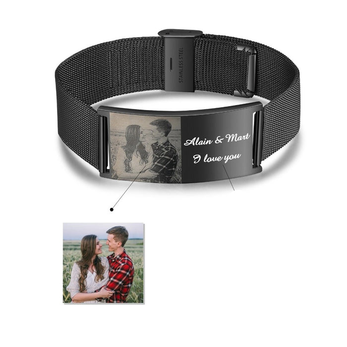Customized Photo Engraving Bracelet For Men
