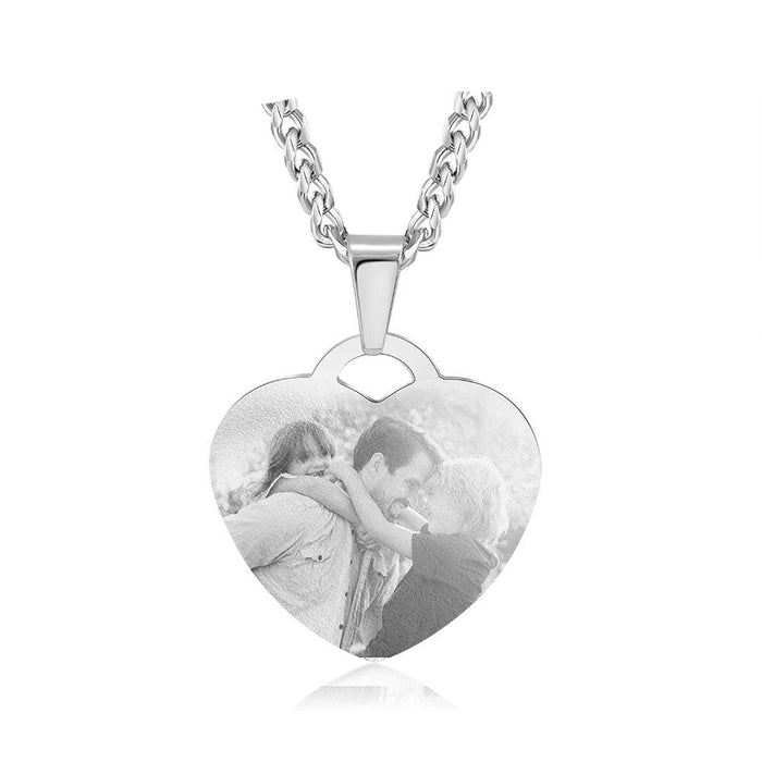 Customized 1 Photo 2 Names 1 Date Necklace for Couples