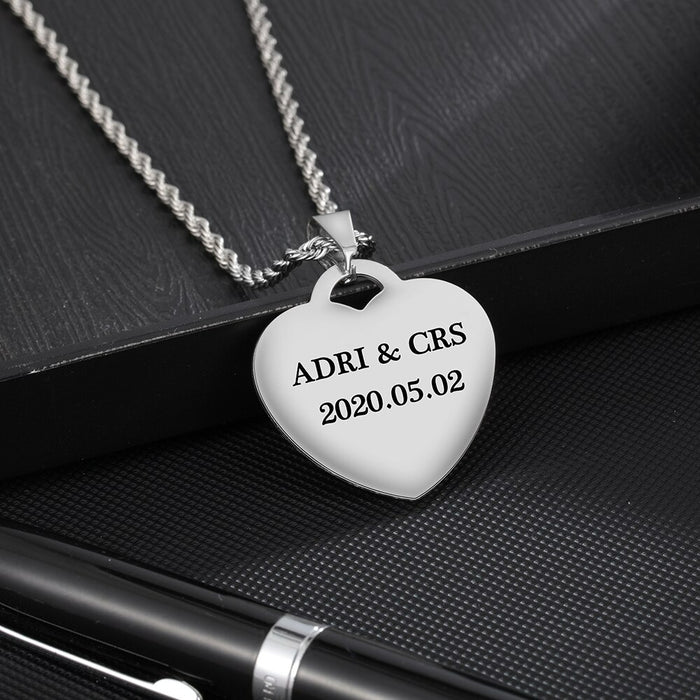 Customized 1 Photo 2 Names 1 Date Necklace for Couples