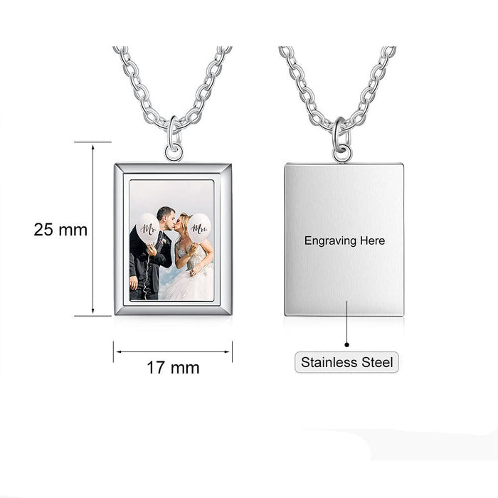 Customized Rectangle Pendant Photo Necklace