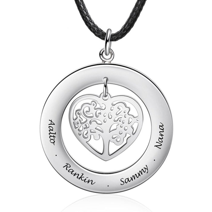 Customized 4 Names Tree of Life Men Necklace