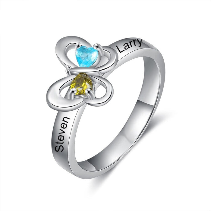 Personalized Name Butterfly Ring For Women