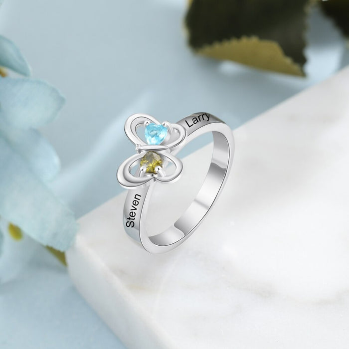 Personalized Name Butterfly Ring For Women