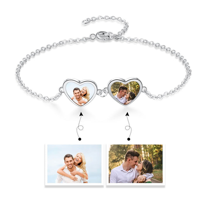 Customized Photo Double Cordate Chain Bracelet