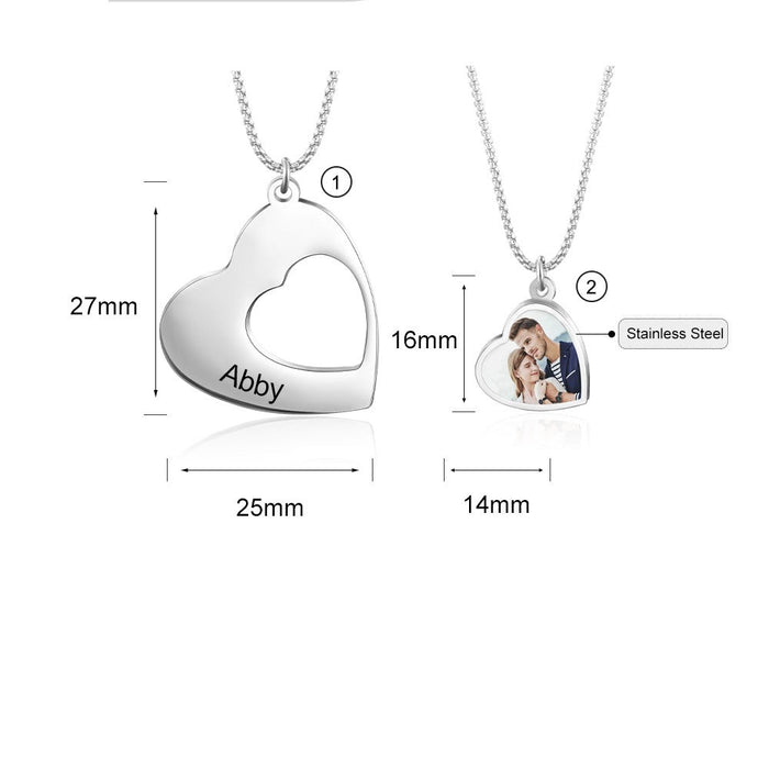 Stainless Steel Custom Photo Couple Necklace