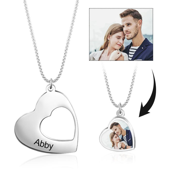 Stainless Steel Custom Photo Couple Necklace