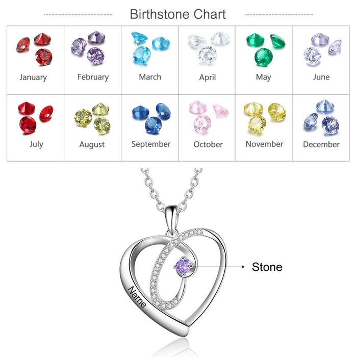 Personalized 1 Name 1 Stone Birthstone Necklaces