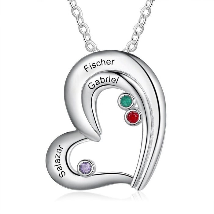 Personalized Heart-Shaped 3 Names Necklaces