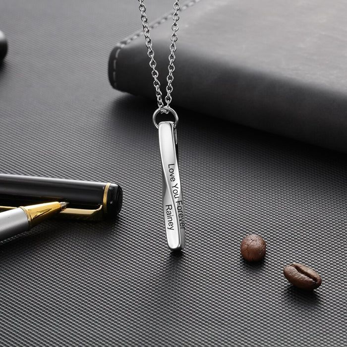 Personalized 1 Name Engraving Twisted Bar Necklace