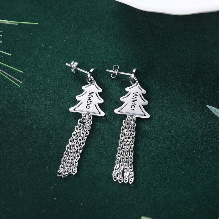 Personalized Christmas Tree Tassel Earrings