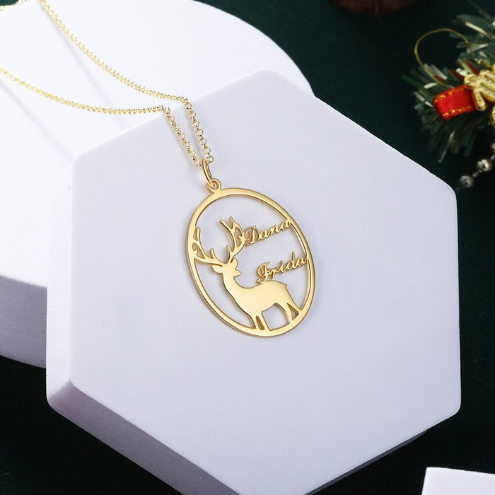 Personalized 2 Frames Nameplate Necklaces for Women