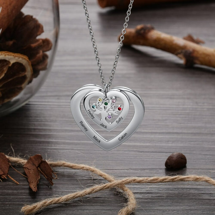 Personalized Tree of Life Heart Pendant