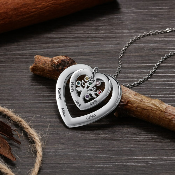 Personalized Tree of Life Heart Pendant