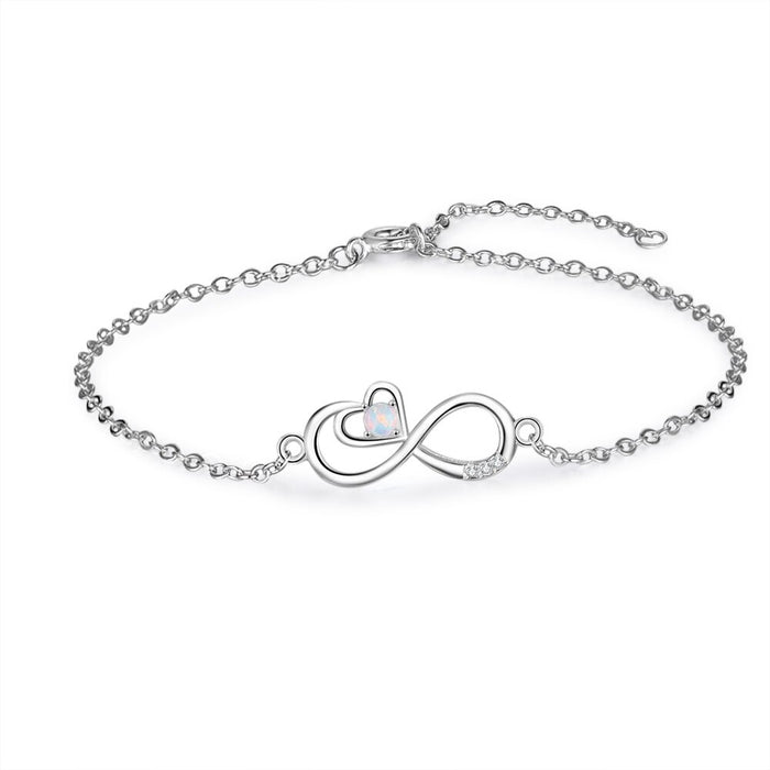 Classic Infinity Bracelet for Women Simulated White Opal