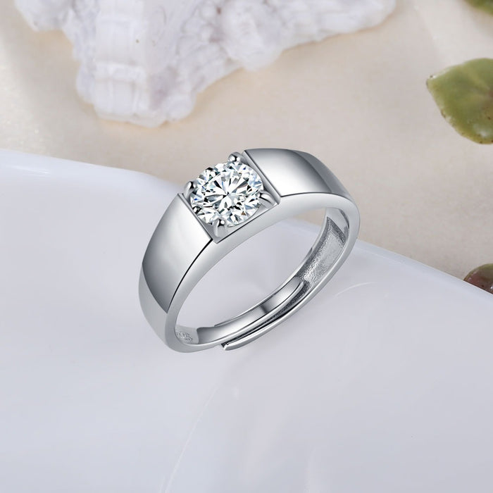 Elegant Sterling Silver Wide Wedding Ring