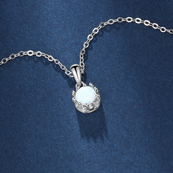 Elegant Silver Color White Opal Necklace for Women