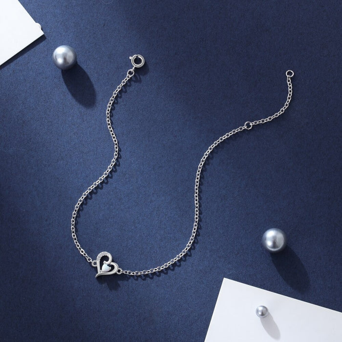 Fashion Silver Color Simulated Heart-Shaped Opal Bracelets