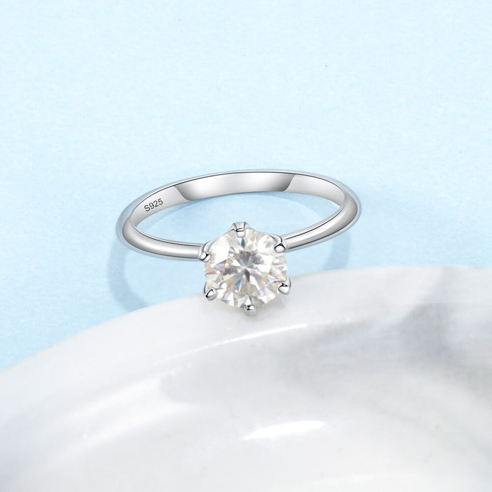 Sterling Silver Moissanite Classic Ring