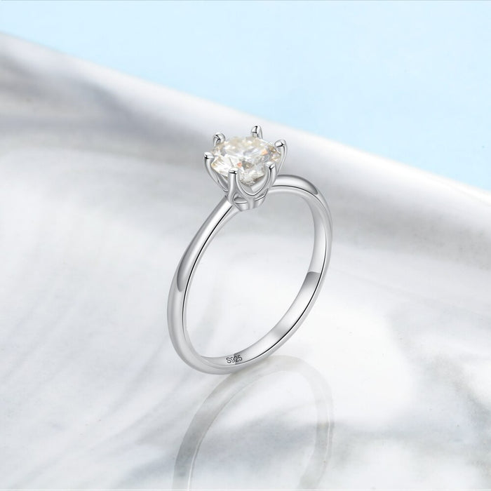Sterling Silver Moissanite Classic Ring