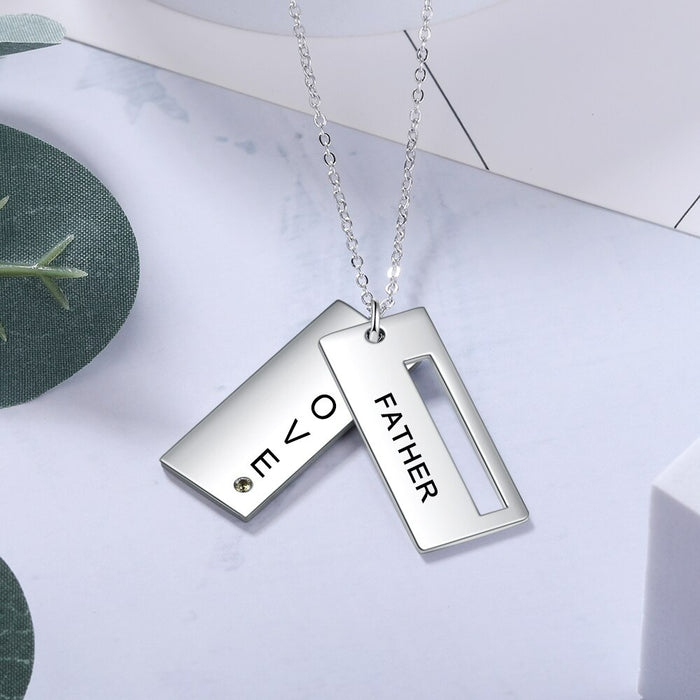 Personalized Engraved Name Pendant 1 Stone