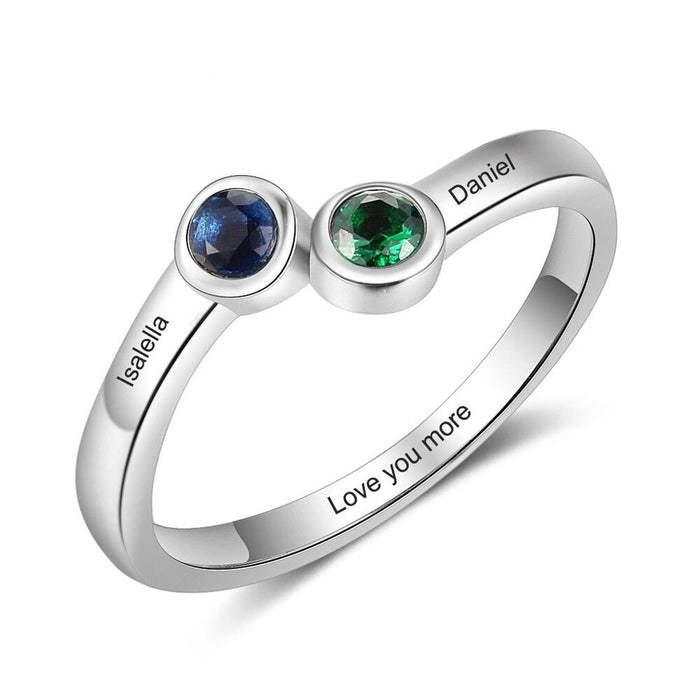 Personalized 2 Name Sterling Silver Rings For Women