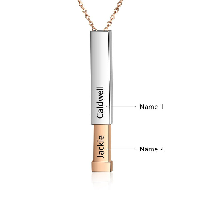 Personalized 2 Names Vertical Bar Necklace