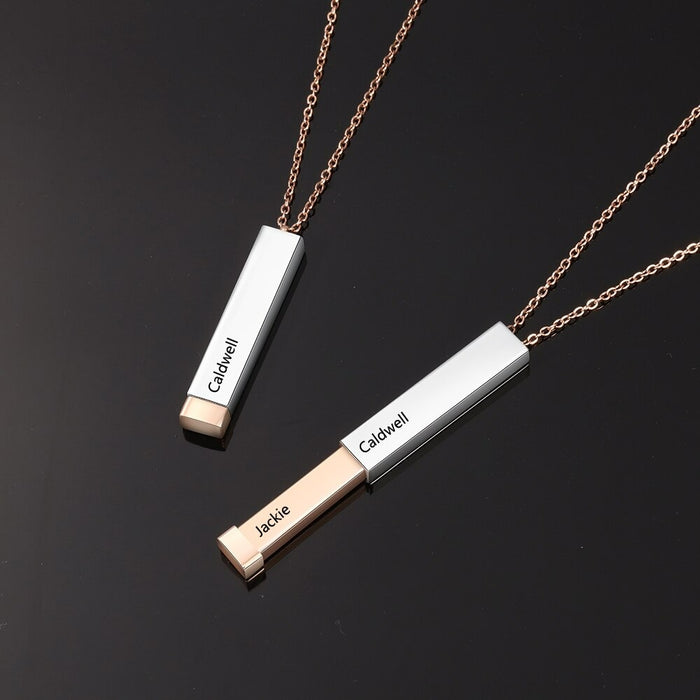 Personalized 2 Names Vertical Bar Necklace