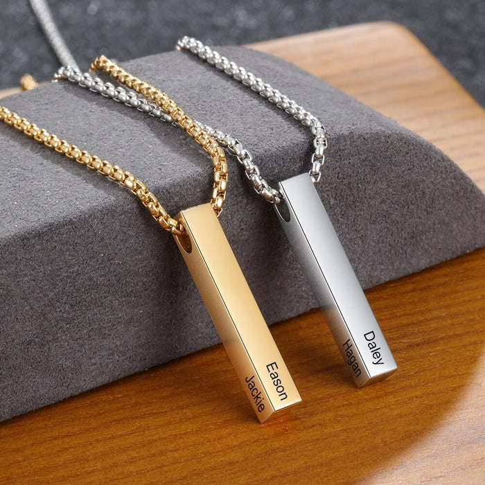 Customized 2 Names Vertical Bar Pendant